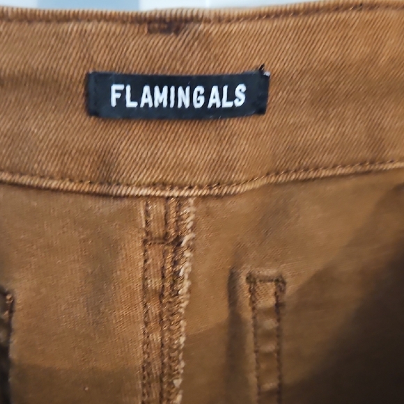 Flamingals Women’s Carpenter Style Pants – Size M – Brown – Utility Front Pocket - Picture 8 of 9